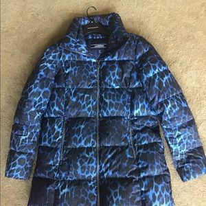 Lands’ End down puffer coat leopard S/T TALL